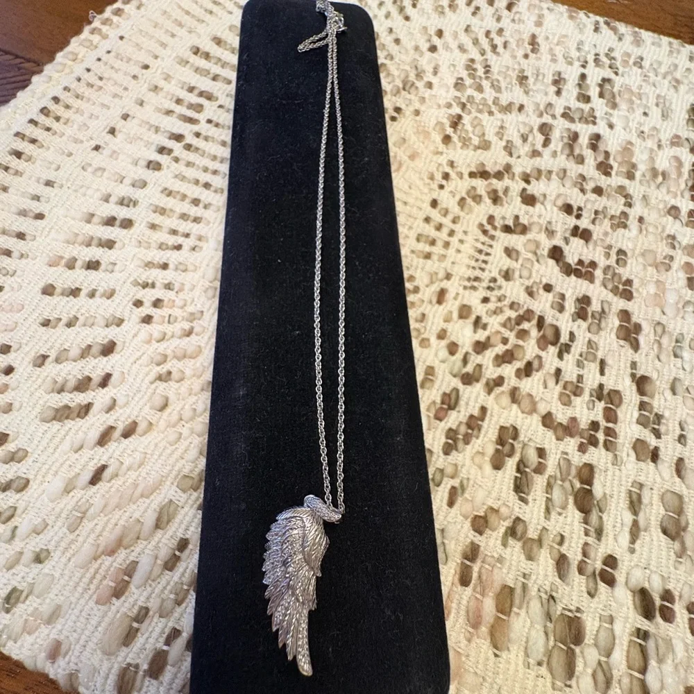 Sterling Silver and Diamond Wing Pendant Necklace - Picture 10 of 12